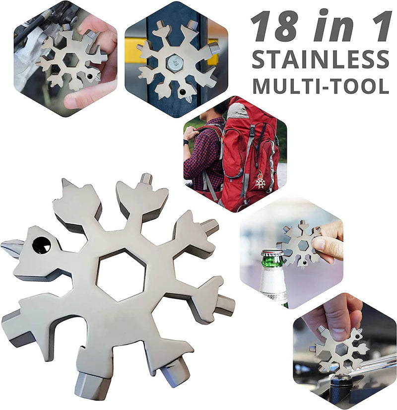 Hexa Screwdriver | Multi-functional 18 In 1 Tool | Stainless Steel Snowflake | Flat Phillips Screwdriver Kit with Ring For Adjustment