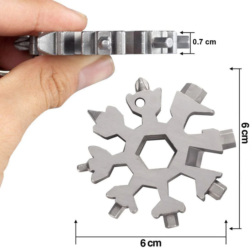 Hexa Screwdriver | Multi-functional 18 In 1 Tool | Stainless Steel Snowflake | Flat Phillips Screwdriver Kit with Ring For Adjustment